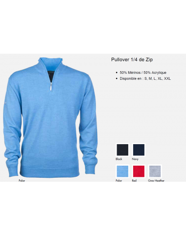 Greg Norman Pull 1/4 ZIP - Homme - Blue - S