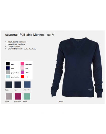 Greg Norman Pull Merinos - Femme - Col V