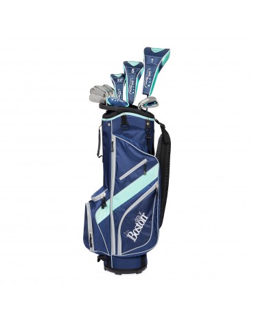 BOSTON PACK ADULT COMPLETE 9" (BAG + 11 CLUBS) AQUA LADY LEFT-HANDED