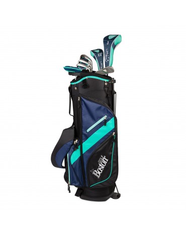 BOSTON SET ADULTO DELUXE CANBERRA 8.5" 1/2 SERIE (BOLSA + 8 PALOS) AQUA MUJER ZURDA